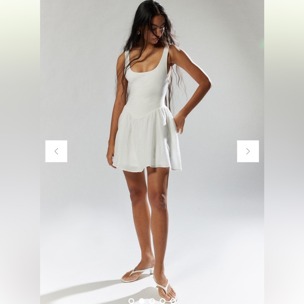 UO Daphne Drop Waist Mini Dress | Urban Outfitters | Size Medium